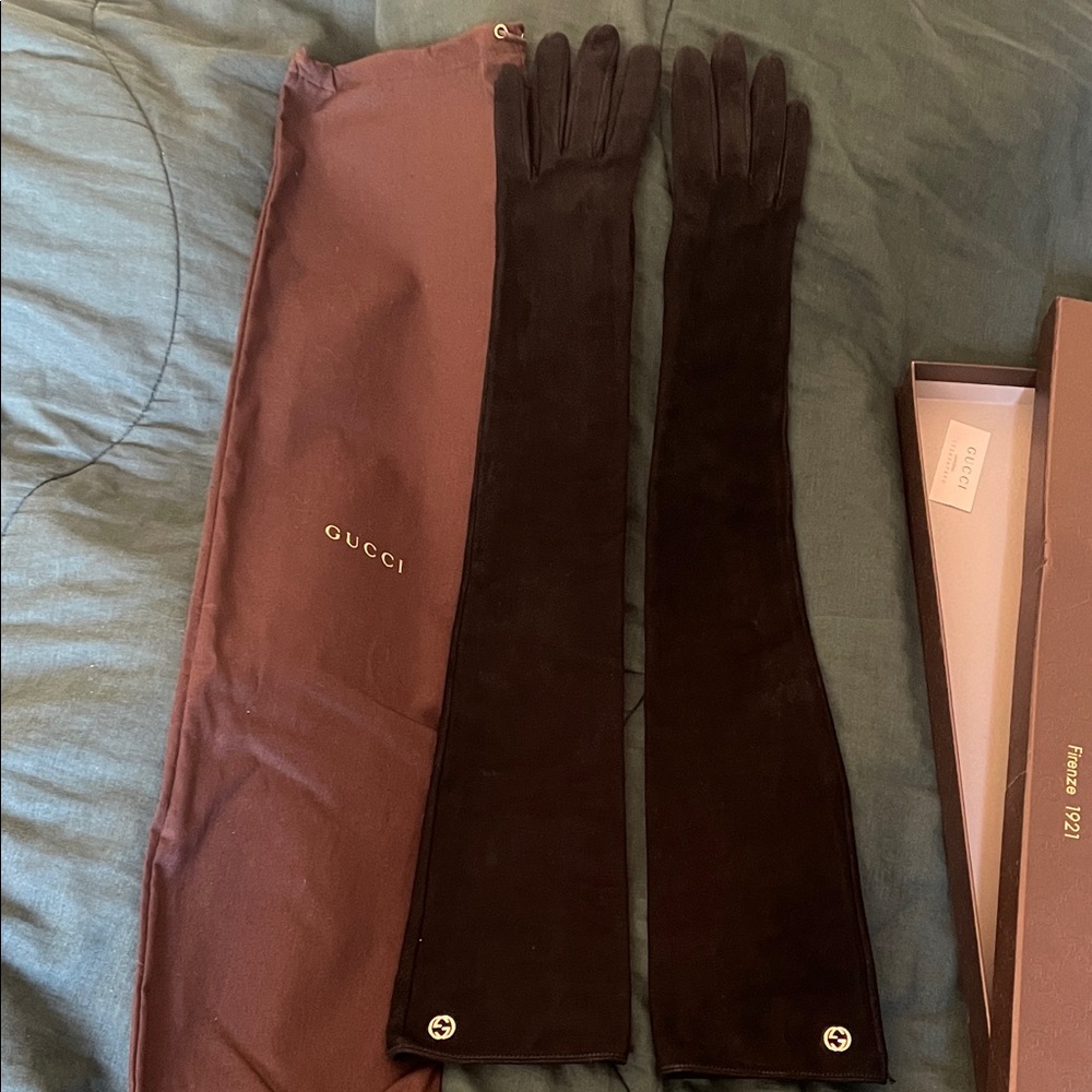 Gucci Black Suede Opera Gloves size 7 - Picture 6 of 9